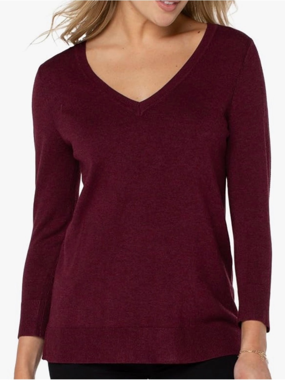 Liverpool Women's V-Neck Sweater in Burgundy
